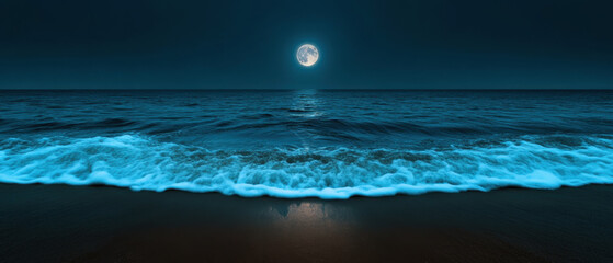 Wall Mural - A moon is reflected in the ocean