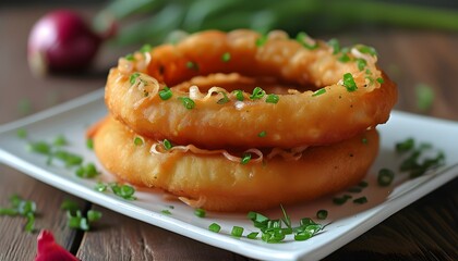 Wall Mural - Mouthwatering Onion Rings Served in a Delightful Presentation