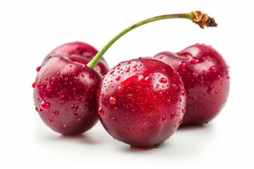 A fresh sour cherry isolated on white