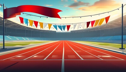 Wall Mural - Dynamic Athletic Running Track Banner Background for Sports Promotion