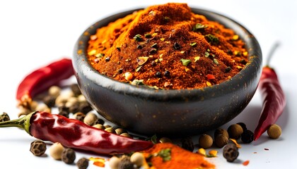 Vibrant paprika powder showcasing rich flavor and spice in a bowl against a clean white background