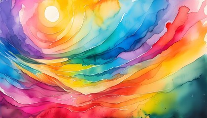 Wall Mural - Vibrant watercolor gradient showcasing artistic creativity and the beauty of diverse hues