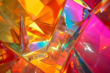Fototapete - Intricate arrangement of colorful crystal shards reflecting light during a sunny afternoon, showcasing vibrant hues and geometric shapes in a close-up view