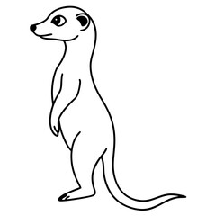 Wall Mural - Minimal Line Art of an Upright Meerkat Surveying Its Surroundings