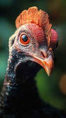 Poster - Close-Up Portrait of a Colorful Bird with a Red Beak