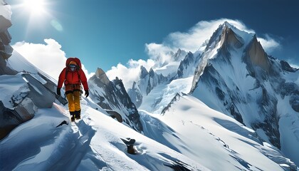 Wall Mural - Extreme Alpine Adventure: Winter Mountain Climbing Expedition in the Majestic Alps