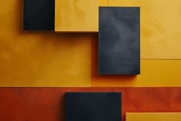 Leinwandbilder - Abstract geometric composition featuring pastel colors with layered blocks and shadows creating depth in a minimalistic style