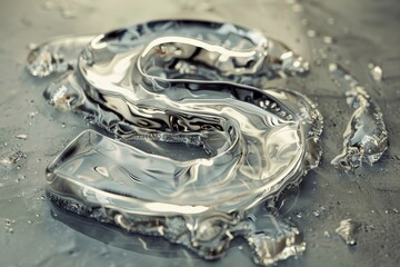 Aufkleber - Abstract glass sculpture featuring intertwined loops with vibrant red and beige swirls, illuminated against a soft white background