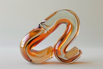 Poster - Abstract glass sculpture in warm amber tones showcasing fluid lines and curves, designed to enhance contemporary interior spaces