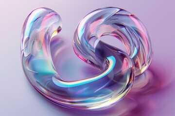 Poster - Colorful abstract sculpture showcasing swirling shapes and smooth textures, illuminated to highlight curves and reflections in a bright studio setting