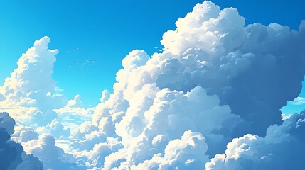 Sticker - White fluffy clouds in a blue sky