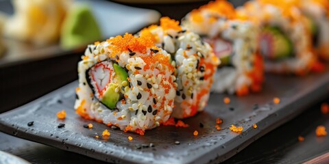 Sushi Roll Featuring Faux Crab and Avocado