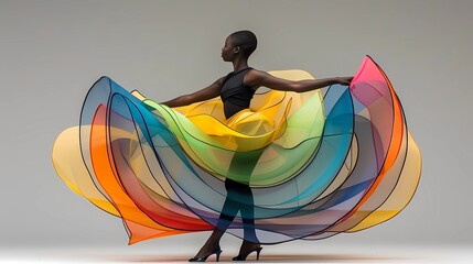 woman in colorful rainbow dress