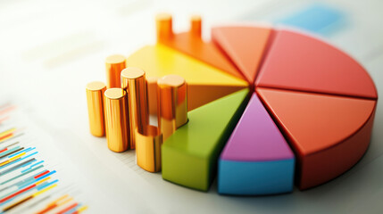 Wall Mural - Financial graph - investments, like stocks, real estate, and mutual funds, with each section colored differently to illustrate the distribution of assets