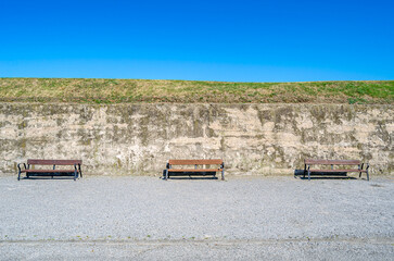 Wooden benches in a park