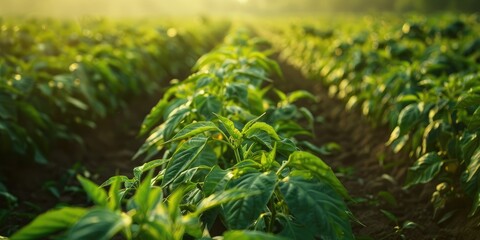 Wall Mural - Flourishing pepper farms in lush fields Abundant crops in a colorful agricultural setting Harvest from the earth Agricultural emblem