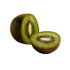 kiwi fruit isolated on white background, A halved kiwi fruit isolated on transparent background, slice of kiwi isolated on white background, two slices of delicious kiwi isolated transparent