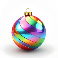 colorful 3d christmas ornament with a rainbow hue, festive holiday design