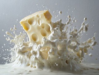 Wall Mural - Swiss Cheese Splash: A Culinary Masterpiece