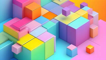 Canvas Print - Vibrant abstract background featuring dynamic colorful cubes arranged in a mesmerizing gradient pattern