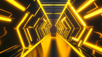 Wall Mural - generative ai illustration of abstract background of endless futuristic tunnel with geometric design