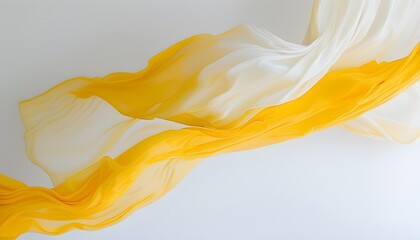 Sticker - Ethereal waves of flowing white and yellow fabric illuminated by soft, gentle light