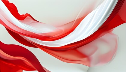 Wall Mural - Dynamic red and white fabric waves creating a sense of movement and energy, ideal for diverse design projects