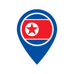 Canvas Print - North Korea flag location icon