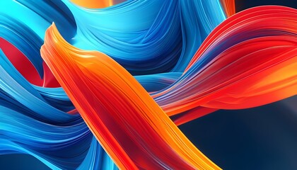 Wall Mural - Dynamic Flowing Lines in Vibrant Blue, Red, and Orange for Modern Digital Designs