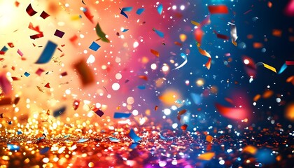 Wall Mural - Vibrant abstract backdrop of colorful confetti and glitter, ideal for festive celebrations and joyful designs