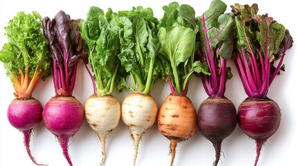 A rainbow of beets, from golden to deep purple.