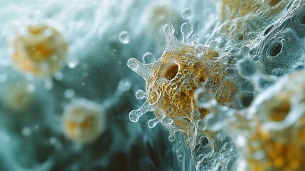 Wall Mural - Microscopic View of a Virus: A Close-Up Look at the Structure of a Cell