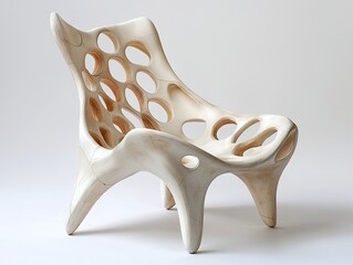 Sticker - Modern Carved Wooden Chair with Organic Design