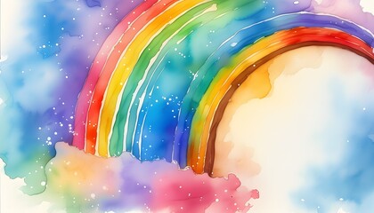 Poster - Vibrant Watercolor Rainbow Abstract on Clean White Canvas