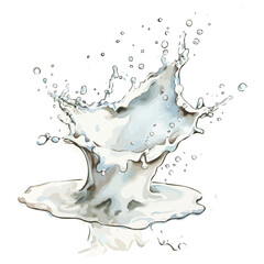 Watercolor milk and water splash illustration isolated on white, vector splash illustration, water, milk