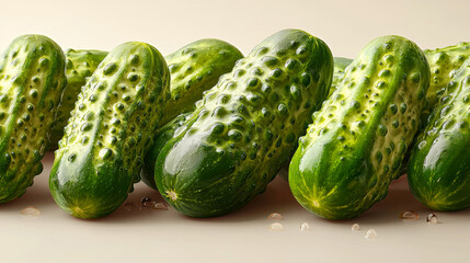 Wall Mural - Close-up of fresh, green cucumbers.