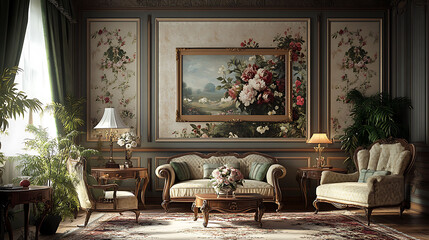 Elegant elders room with classic furniture floral wall art and a relaxing ambiance designed for comfort and style