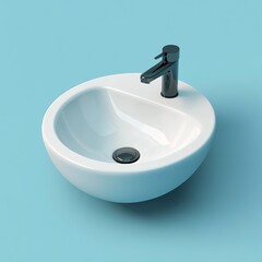 Wall Mural - 3D Sink Icon: Essential Bathroom Fixture Illustration Logo