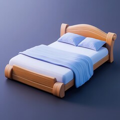 Poster - 3D Bed Icon: Comfortable Sleeping Furniture Illustration Logo