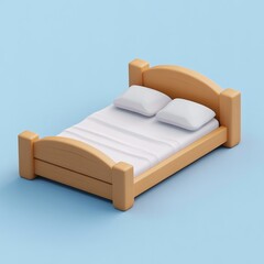 Poster - 3D Bed Icon: Comfortable Sleeping Furniture Illustration Logo