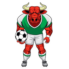 Poster - bull character football mascot vector illustration design