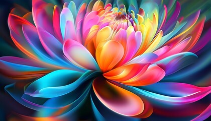 Wall Mural - Dynamic Burst of Color in Abstract Floral Illustration with Flowing Petals