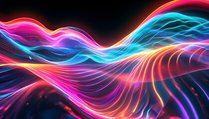 Wall Mural - Futuristic abstract digital wave bursting with vibrant colors and dynamic light effects