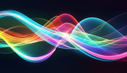 Wall Mural - Mesmerizing Waves of Colorful Light Dancing Against a Dark Background