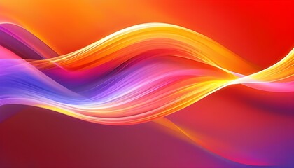 Sticker - Dynamic Abstract Waves of Vibrant Red, Orange, and Purple Gradients in Flowing Digital Art