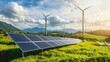 © Insuranceparadis.com - solar panels and turbines Solar panels and wind turbines representing alternATIF ENERGY