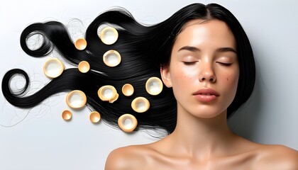 Wall Mural - Revitalizing Vitamins for Healthy, Restored Hair in a Close-Up View