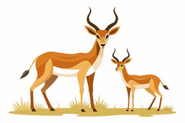 Naklejka na meble Stylized vector artwork of two Grant's gazelles vigilantly watching for predators in the savanna. Perfect for wildlife illustrations, African-themed designs, and nature-inspired projects.
