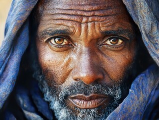 Wall Mural - Close-up Portrait of a Man with Intense Gaze