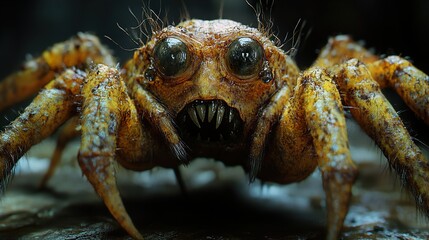 Wall Mural - Close Up of a Creepy Spider with Fangs